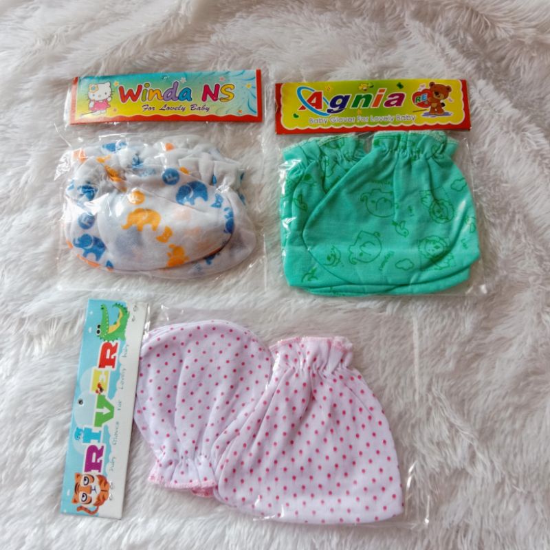 3 SET (6 pasang) sarung tangan dan sarung kaki bayi newborn