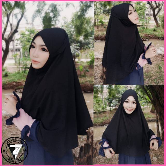 Jilbab Bergo Maryam Diamond Italiano Khimar Not Pet Hijab Kerudung Maryam - HITAM