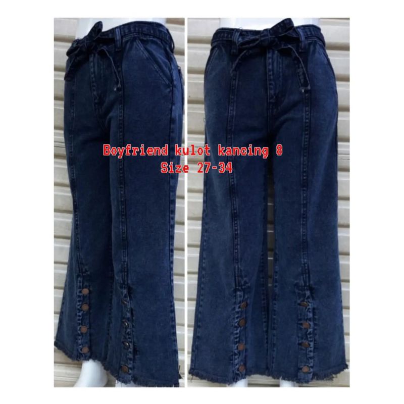 celana kulot jeans kancing depan