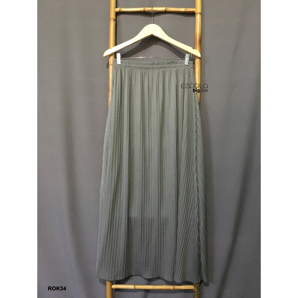 Ezpata Rok Plisket Wanita Jumbo XXXL BB 60-90KG Full karet Bagian Pinggang Pleated Skirt Plisir Polos Rok lipit Kekinian Terbaru Termurah