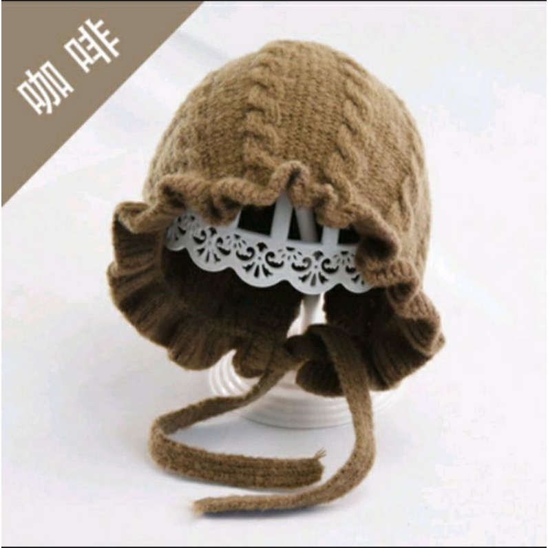 Topi Kupluk Anak Bayi  Bonnet Model Ruffle fashion Baby Hat Kupluk Anak Lucu  Ruffle  Usia 0-3Tahun.-⏩ Ruffle Coffee