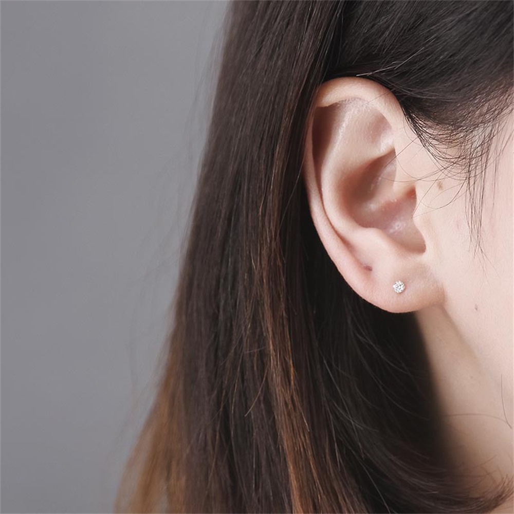 1 Pasang 3mm Mini S925 Sederhana Sterling Silver Wanita Piercing Stud Earrings