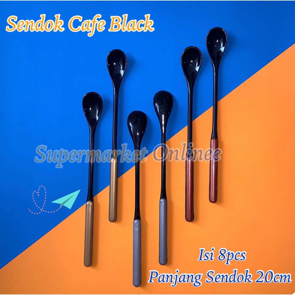 Sendok Kafe Set Sendok Gagang Panjang Teh Kopi Sendok Es Jus Set 8pcs Dessert Spoon Tea Cafe Sendok Bayi