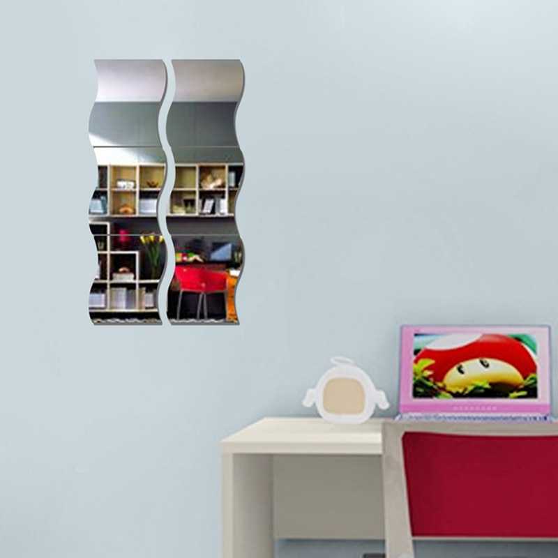 Sticker Dekorasi Dinding Wave Mirror Acrylic 6 PCS / Wall Sticker Cermin Dinding Kamar Dapur Ruang Tamu / Dekorasi Dinding Minimalis / Stiker Kaca Cermin Tempel Dinding Bening Polos 3d Kotak / Stiker Kaca Kamar Mandi  / Miror Kaca Aesthetic Murah