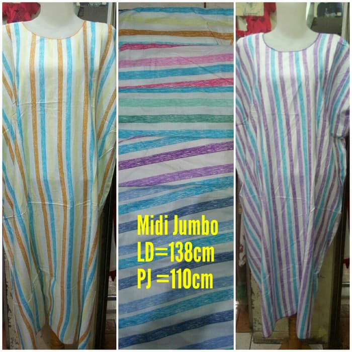 OBRAL Daster Midi Jumbo Motif Garis Dasar Putih