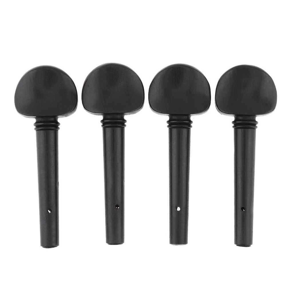 4pcs Tuning Peg Biola 3 / 4 &amp; 4 / 4 Bahan Ebony Dengan Lubang Terbuka