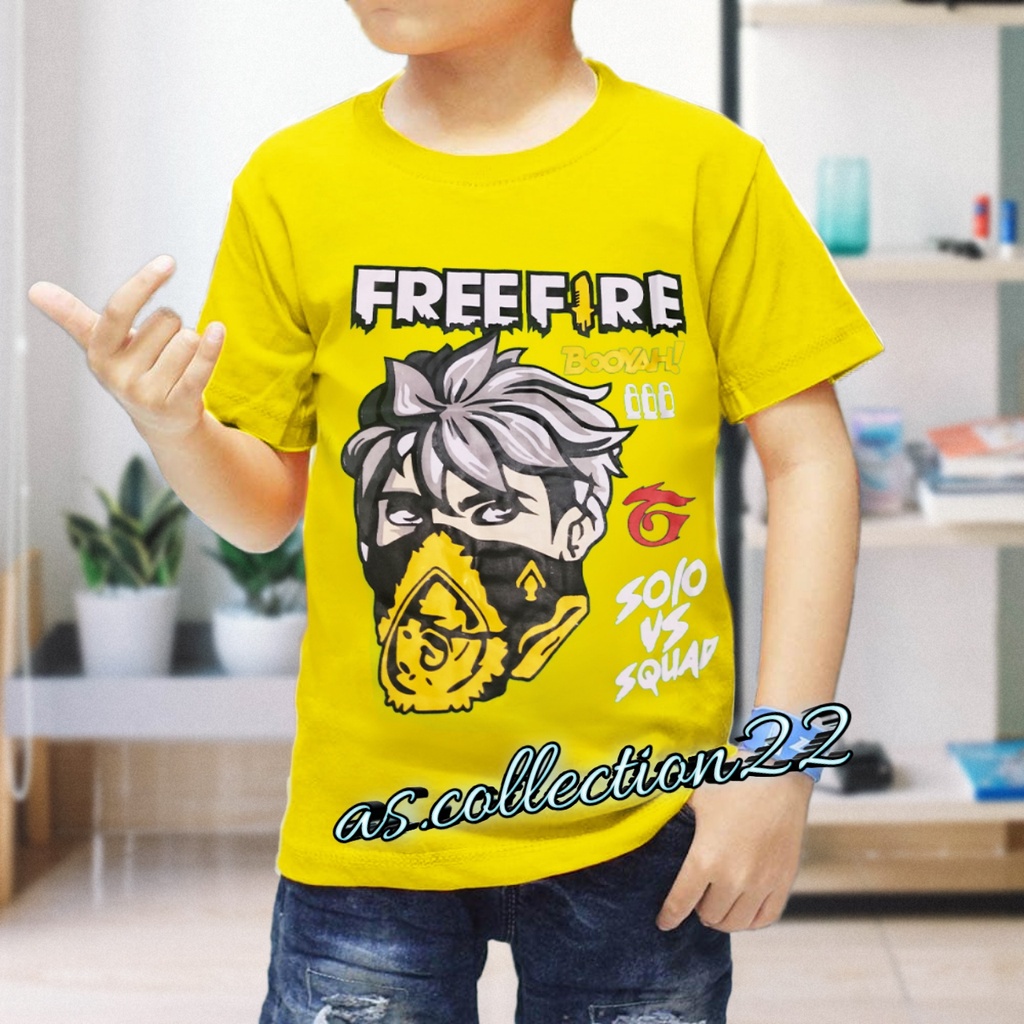 Pakaian kaos anak laki FREE FIRE keren//usia 1-12 tahun