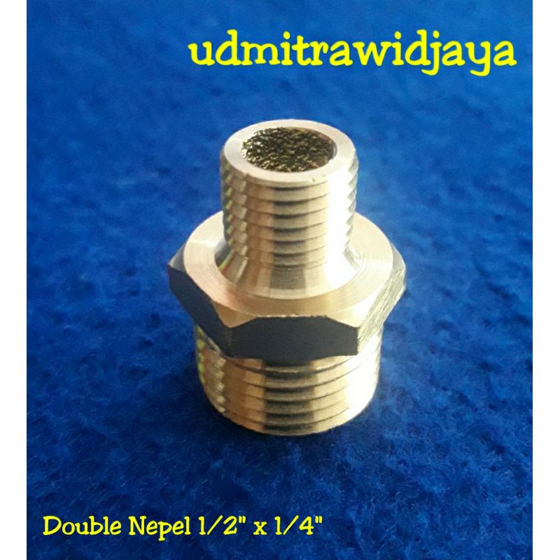 Double Nepel Double Drat Luar Nepple Kuningan Adapter Drat Pipa Kompresor 1/2&quot; x 1/4&quot;