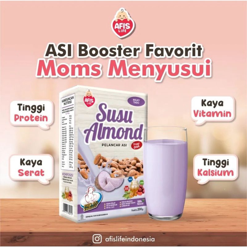 Afis life susu almond milky taro 200gr/ pelancar asi