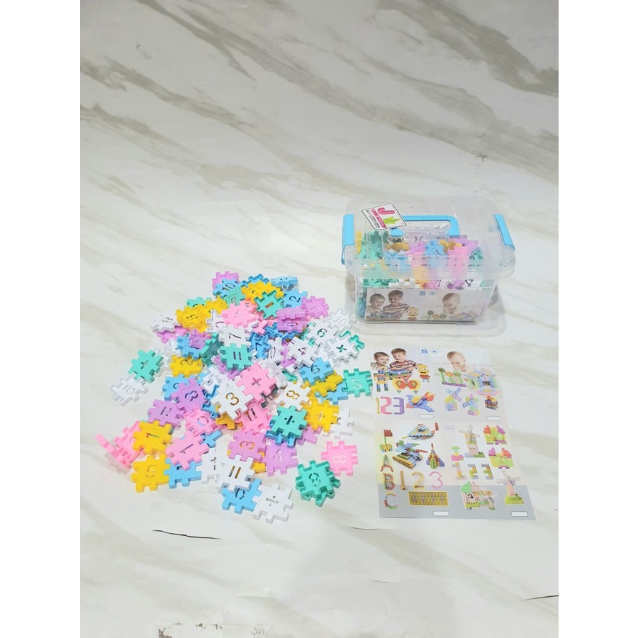 Mainan Edukasi  Anak Block Susun Kotak Angka Puzzle Block Matematika Berhitung Box  isi 160 pcs