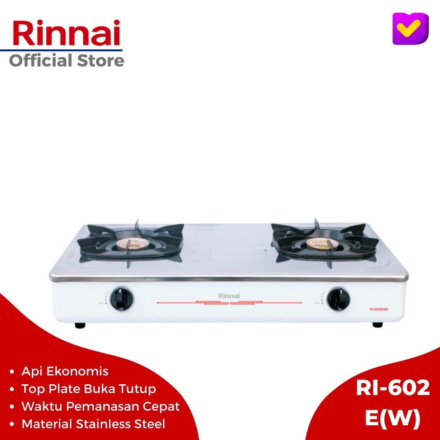 Kompor Gas Rinnai RI602EW RI 602EW White / Gas cooker 2tungku Rinnai