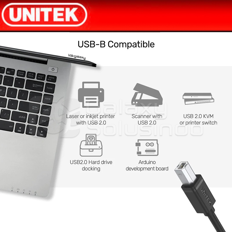 UNITEK Y-C421GBK USB 2.0 to USB-B Charging Cable - 5M Printer Cable