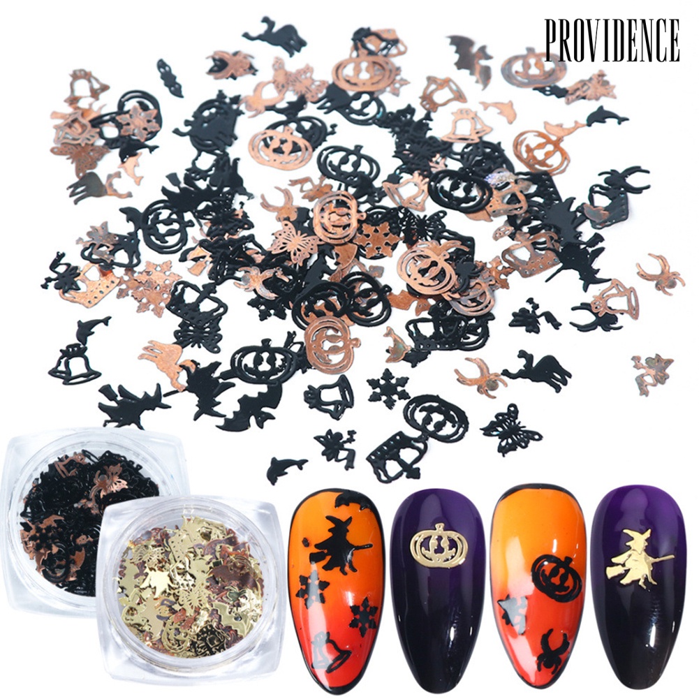 Providence 120Pcs Halloween Pumpkin Bat 3D Nail Glitter Slices Art Decor Alloy Flakes Decal