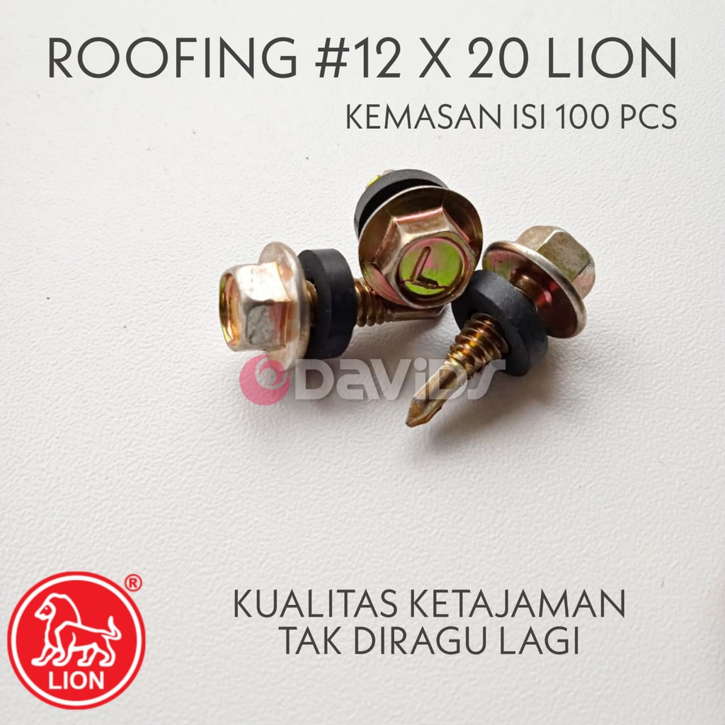 Sekrup Baja Ringan Baut Roofing Skrup Rangka Besi Drilling Hollow Besi Holo Scrup Lion 12x20 2cm