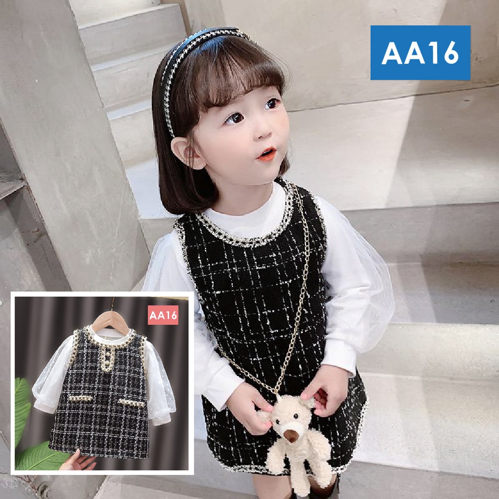 LAPAGO - Dress Gaun Anak Bayi Perempuan Import Motif Elegan Cantik Lucu 2021 usia 6 bulan - 3 tahun-AA16 - ROMPI HITAM