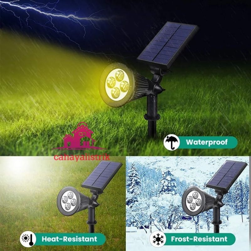 Lampu Taman Solar Tancap 4 LED / 7 LED Sorot Tenaga Matahari