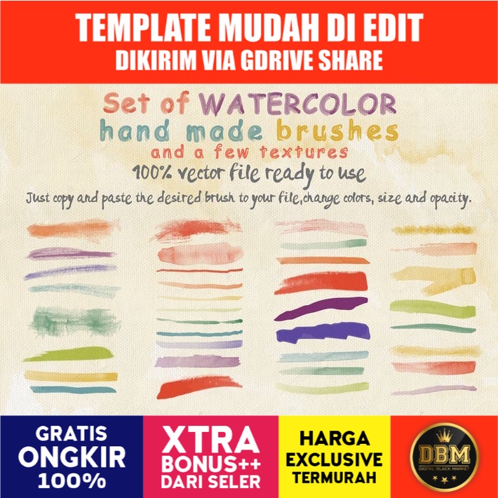 Set Of Watercolor Brushes And Textures
