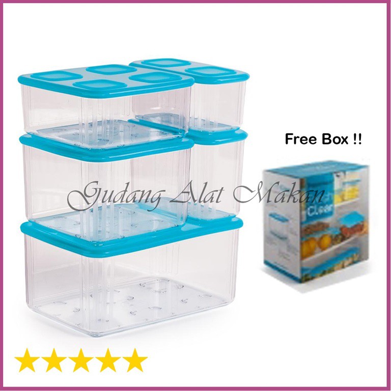 TUPPERWARE Compact Fresh Clear Set 5pcs free Box