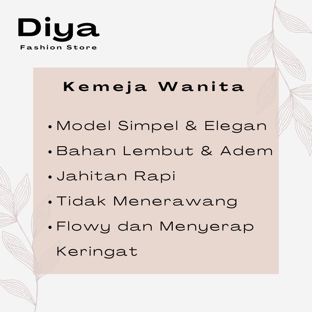 DiyaFashion Blouse Kemeja Wanita Korean Style Lengan Panjang Army Polos-4