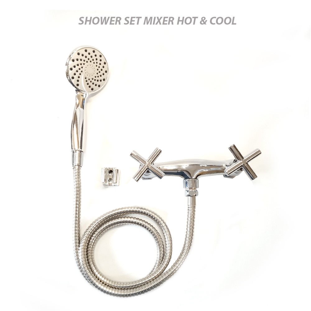 Shower Set Panas Dingin Kran Hot &amp; Cool Kran Shower Paket Lengkap Shower Bahan Kuningan High Quality
