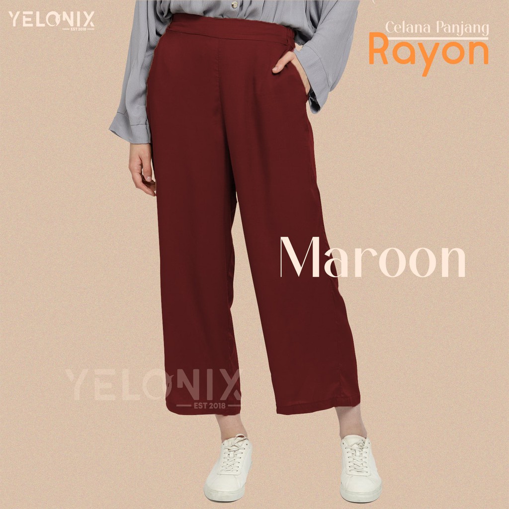 Celana Panjang Kulot HW Rayon Premium Culotte Basic Hightwaist - YELONIX