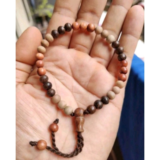 Gelang kombinasi  kayu 3 kayu 5mm gelang kombinasi stigi dewandaru kalimasada gelang tasbih kayu