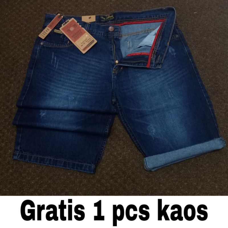 Celana Jeans pendek pria sobeK cAkar jumbo Premium Gratis kaos