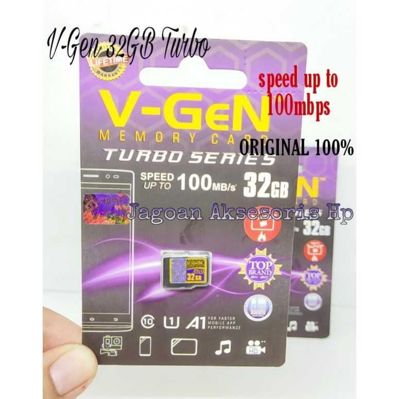 Memory Card V-GEN 32GB CLASS 10 100MBpS TURBO SERIES Memory VGEN Micro SD Card GARANSI SEUMUR HIDUP