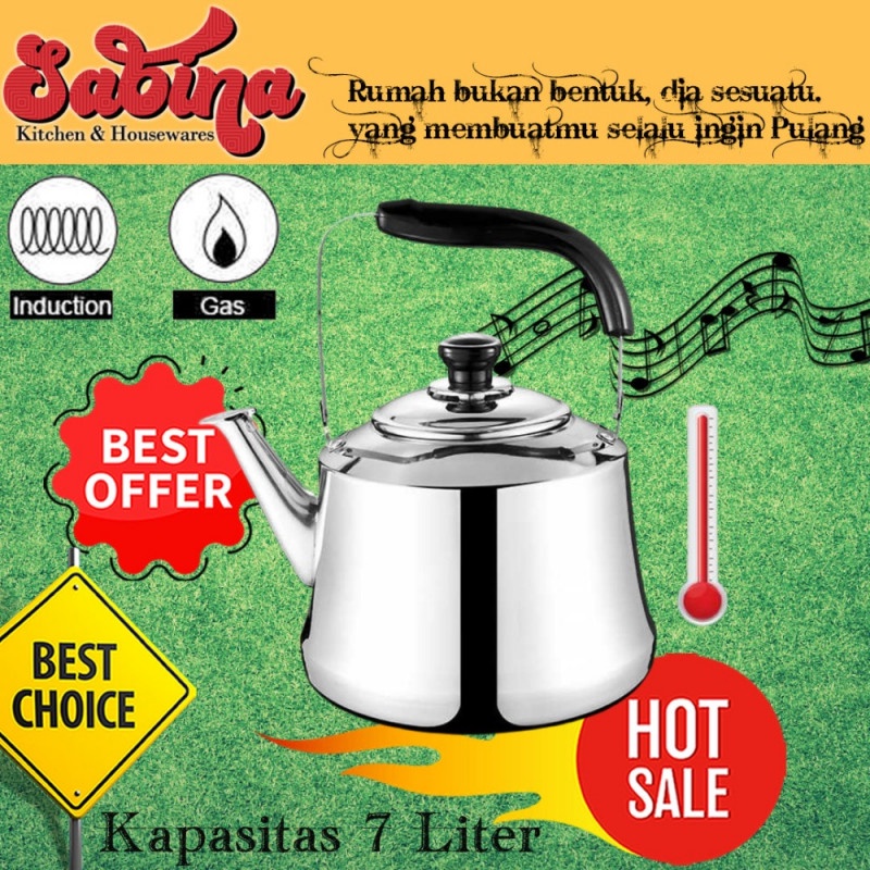 Teko Air Bunyi Stainless Steel 7 Liter Ceret Memasak Water Kettle