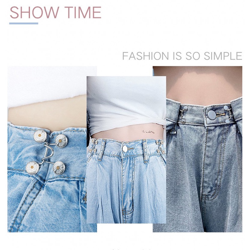 6pcs/Set Daisy Adjustable Disassembly Jeans Waist Button For Shorten Waist Belt