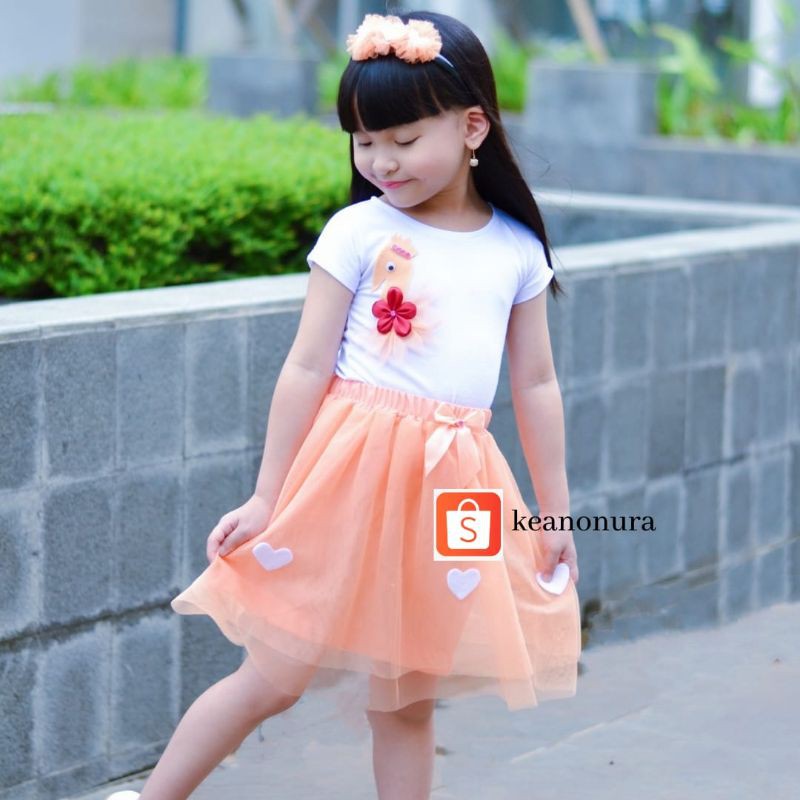 Setelan tutu skirt hati