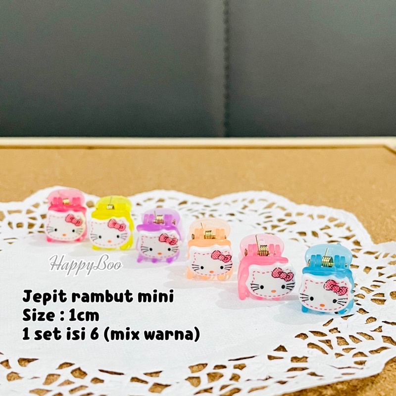 jepit rambut mini kecil isi 6 per set hello kitty warna warni hk jepit rambut kutu kecil isi 6 hk6