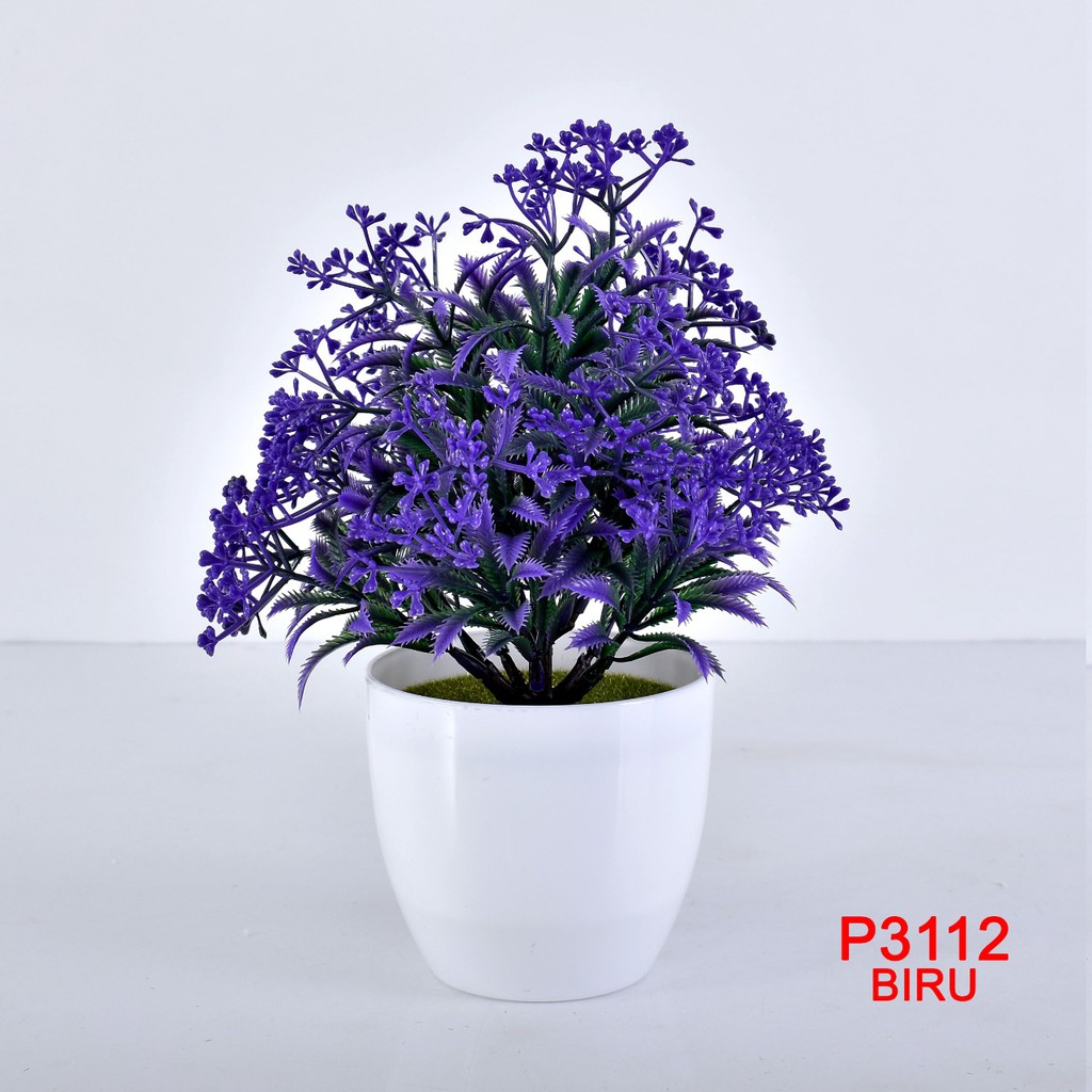 COD / TL88 P3112 POT TANAMAN  BUNGA HIAS DEKORASI RUANGAN BUNGA PLASTIK HIAS-BIRU