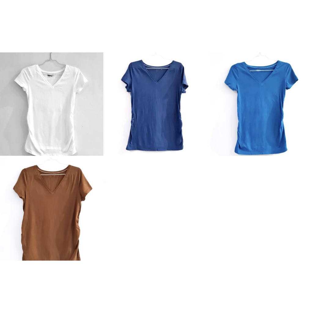 Kaos Polos Wanita Lengan Pendek Katun Halus Baju Ibu Hamil Maternity | Vneck Soft Cotton