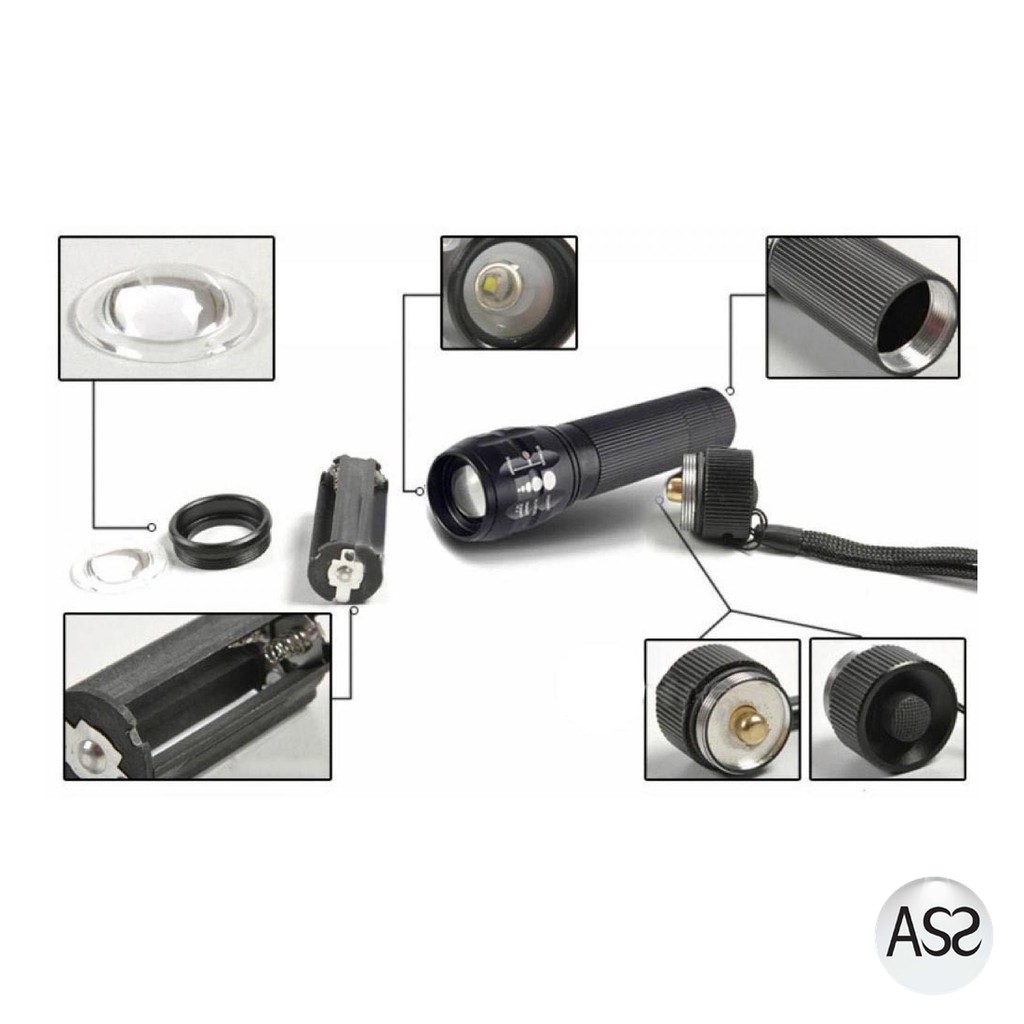 ASS Shop - TaffLED Senter LED Flashlight Cree Q5 2000 Lumens - LF000U01