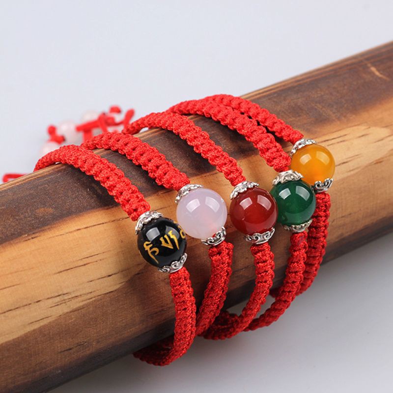 Gelang Lucky Red String Rope Agates Beads