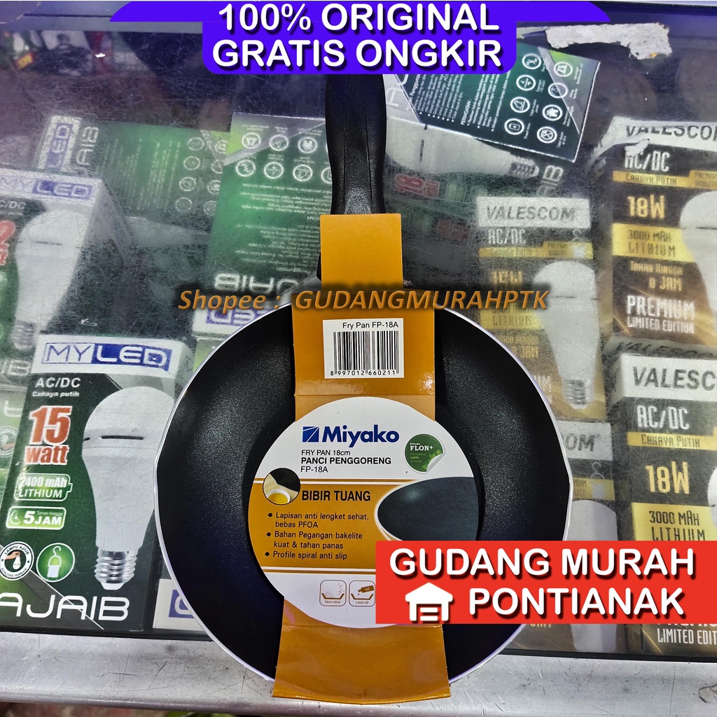 Miyako Panci / Wajan Penggorengan / Fry Pan 18 cm Teflon Anti Lengket FP18A / FP18 A / FP 18A / FP 18 A / FP-18A