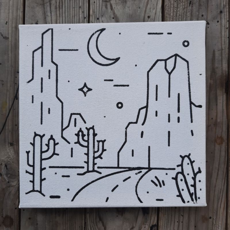 

kanvas 20x20 sketsa painting numb anak belajar melukis tugas sekolah kesenian canvas smooth gunung