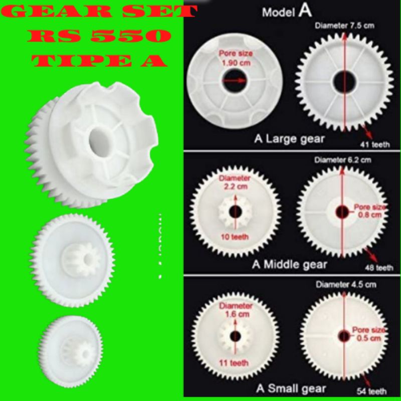 GEAR SET RS 550 Type A Gear Pliko/Gear/Gearbox/Mobil Motor aki mainan