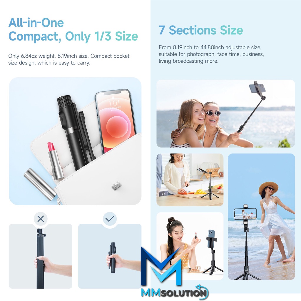 MCDODO Tongsis Tongkat Stick Selfie Tripod Remote Bluetooth Wireles