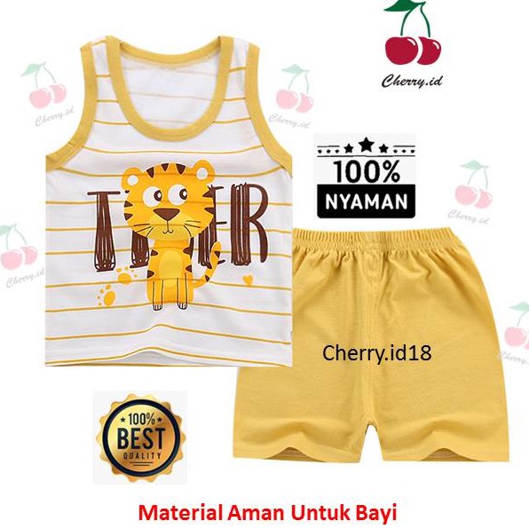 Cherry COD Setelan Baju Anak Laki Laki Tanpa Lengan Katun Import / Kaos Singlet Kaos Oblong Anak / STL06