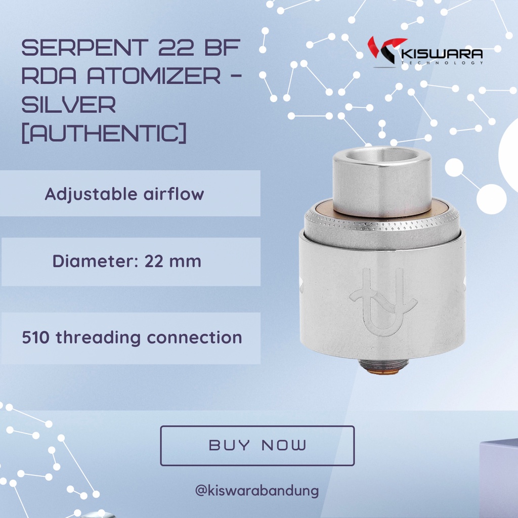 Serpent 22 BF RDA Atomizer - SILVER [Authentic] KiswaraBandung