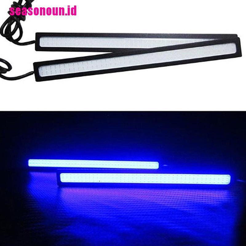 (seasonoun) Lampu Kabut LED COB Super Terang Warna Biru Untuk DRL Mobil