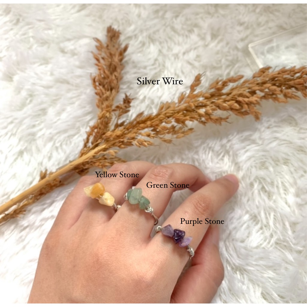 Cincin Gemstone Triple Gemstone Rings