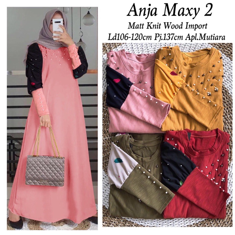 Anja Maxy 2 - Gamis Kaos Slup import / Wooded Maxy Premium LD103 / R.7 - 219-5640