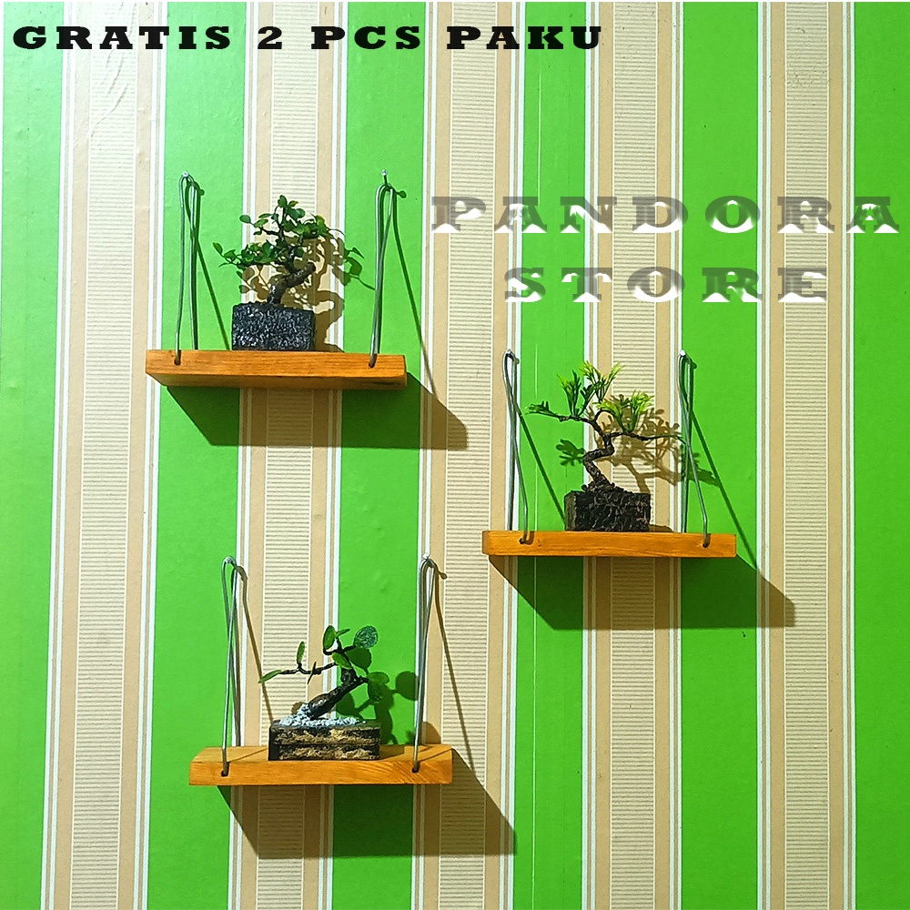 Pandora - Rak Dinding Tempel Kayu Besi Gantung Rak Dinding Besi Kayu Jati Belanda / Palet