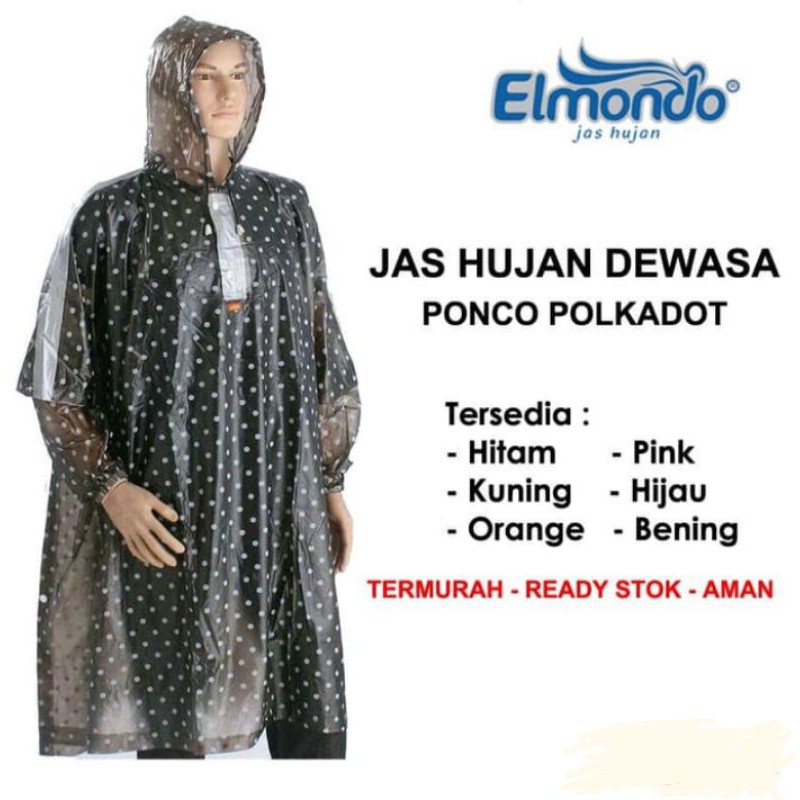 Jas Hujan cewek-cowok Ponco polkadot ELMONDO 713
