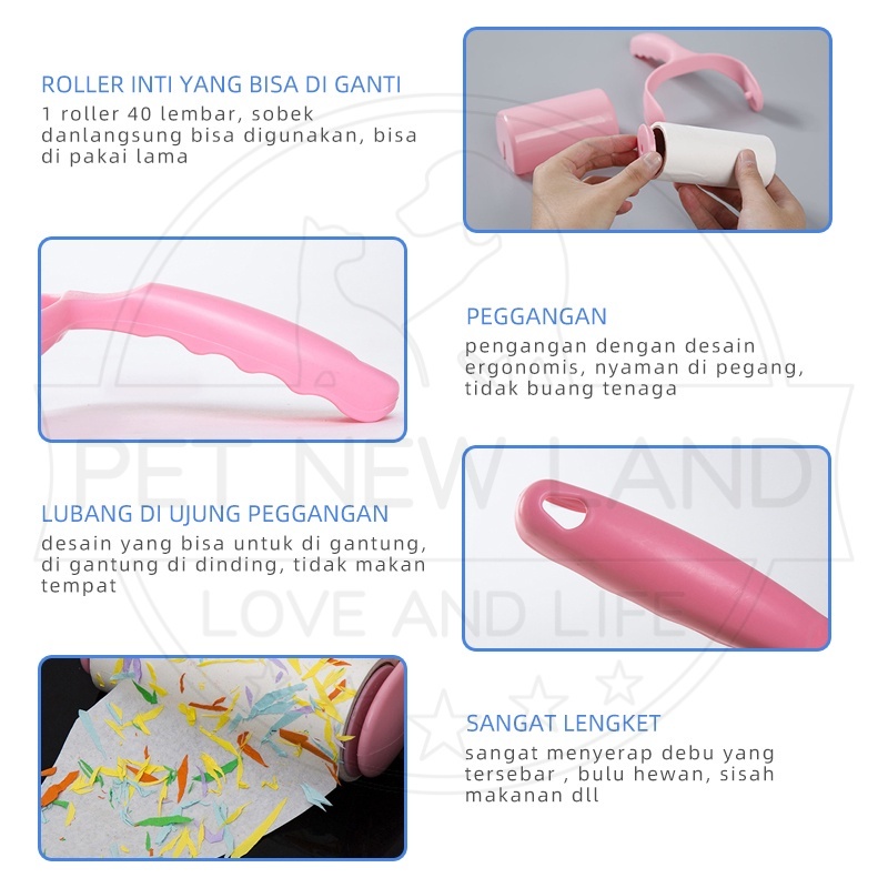 Roll Sticky Roll Pembersih Bulu Kucing Debu Di baju Pakaian Roller Dust Remover Persediaan Hewan Peliharaan