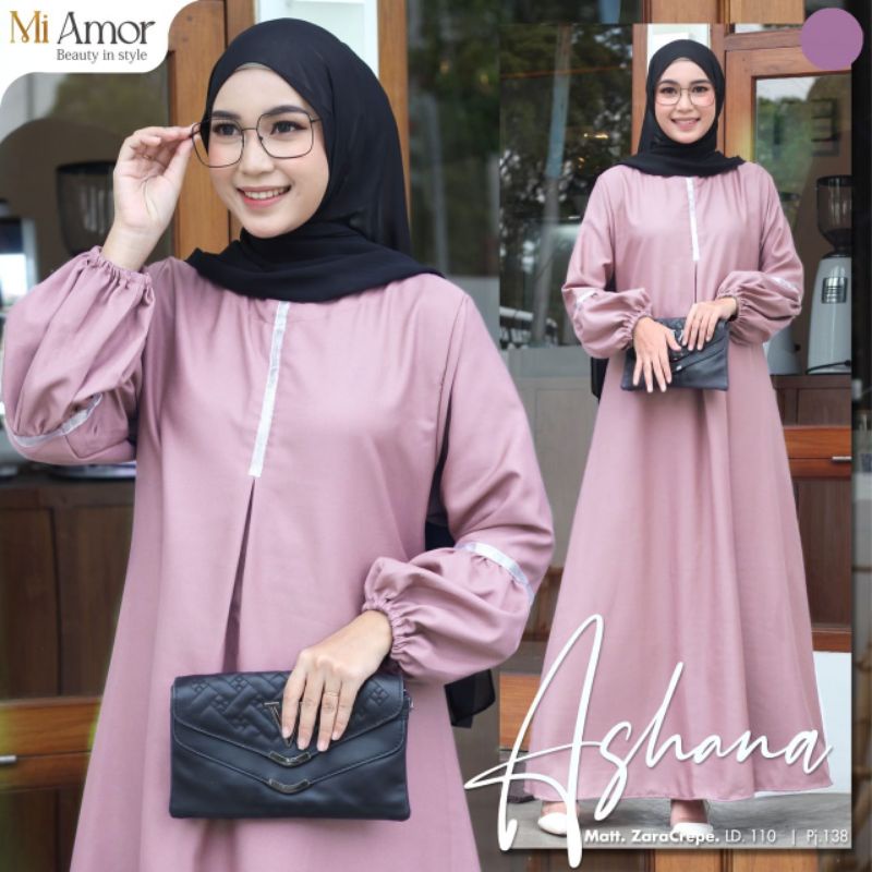 Ashana Maxy Dress Wanita Kekinian Terbaru Dress Muslim Dress Korea Dress Lebaran Dress Kondangan Dre