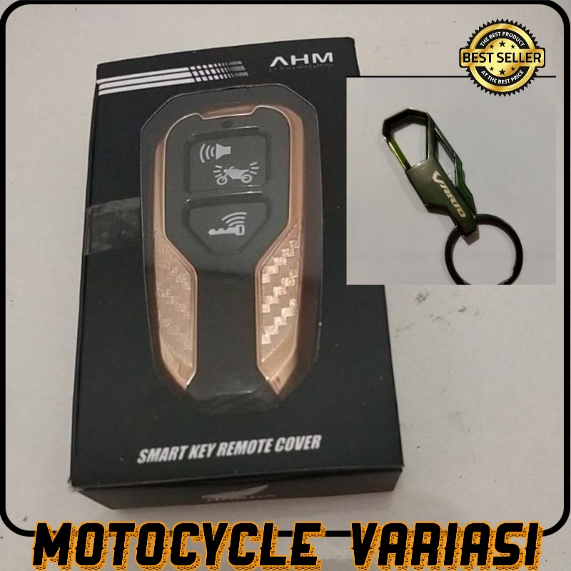 PAKET GANTUNGAN KUNCI DAN COVER REMOTE VARIO 160 2022 ORIGINAL AHM-Gold +logo vario